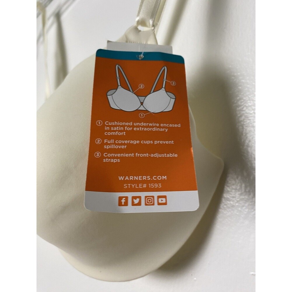 Warner's Bra Size 34C This is Not a Bra Tailored Underwire Contour NWT Ivory - Picture 5 of 10